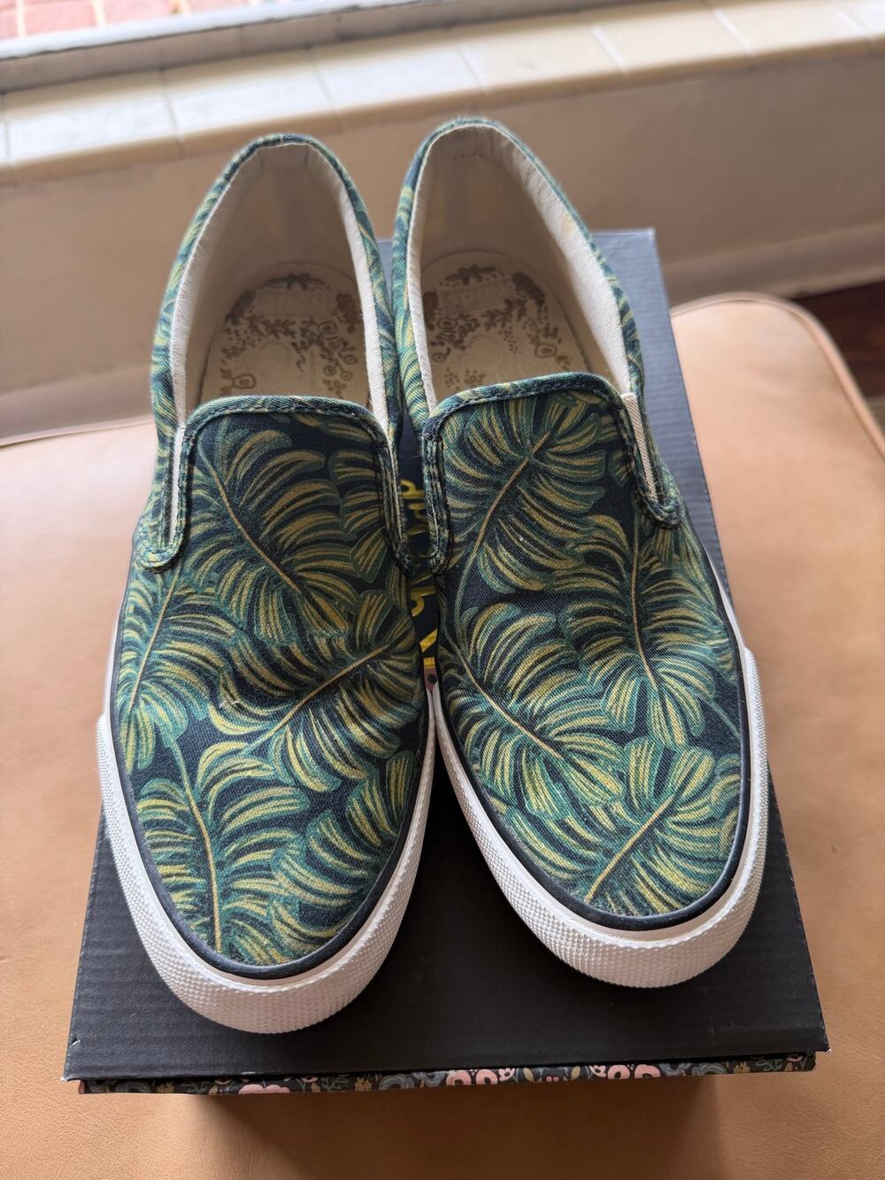 Keds x Rifle Paper Co Anchor Womens Size 10 Shoes Green Palms Slip On